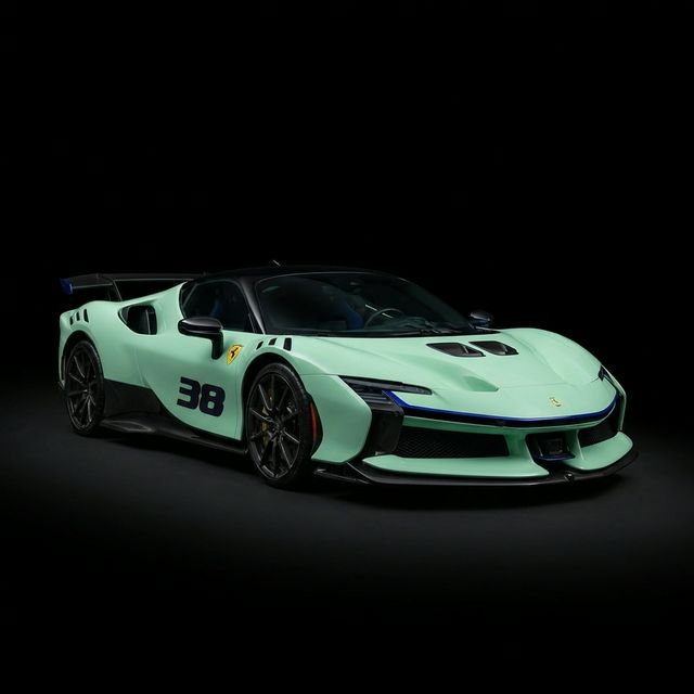 Mint green Ferrari SF90 XX Stradale #38 with full body PPF