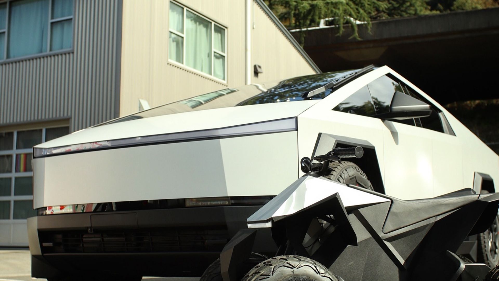 Tesla Cybertruck outside the EMWRAPS shop in Seattle